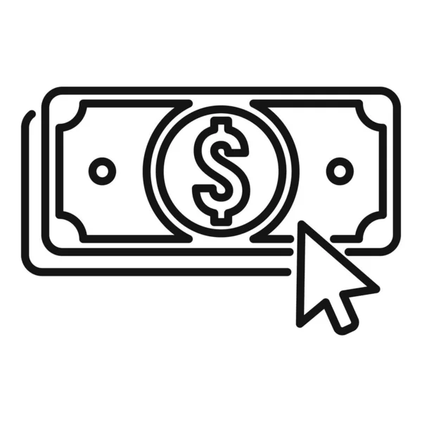 Cliquez Sur Icône Cash Outline Vector Mobile Paiement Banque Ligne — Image vectorielle