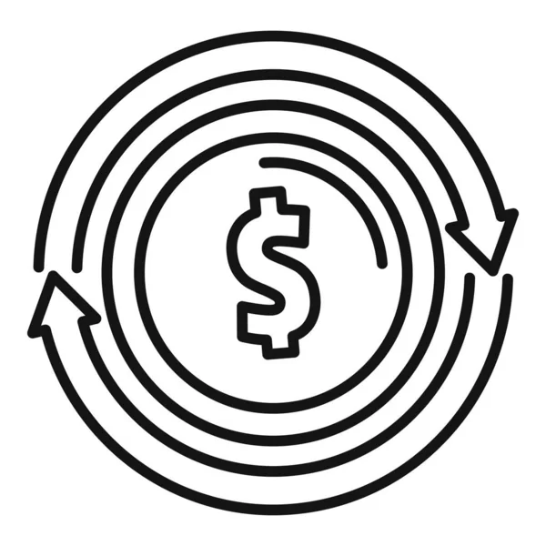 Dollar Coin Icône Contour Vecteur Envoyez Argent Paiement Espèces — Image vectorielle