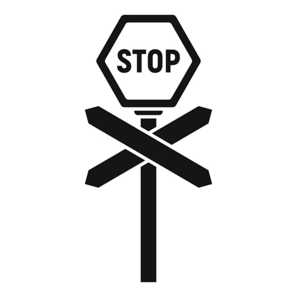 Стоп Знак Значок Простой Вектор Железнодорожная Дорога Закрытое Движение — стоковый вектор