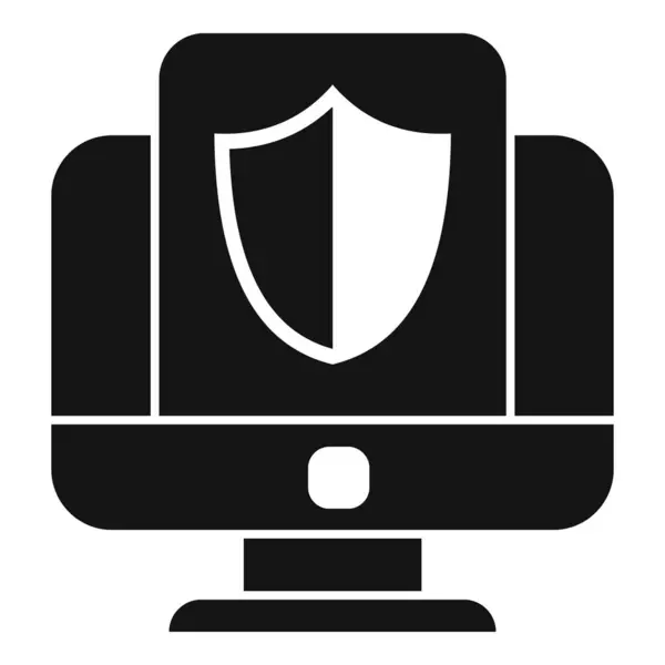Computer Datenschutz Symbol Einfacher Vektor Datenschutz Sichere Cybersicherheit — Stockvektor