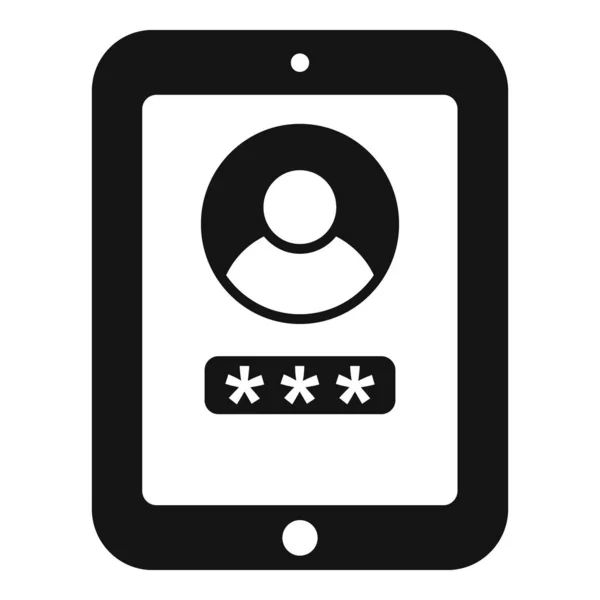 Icono Contraseña Tableta Vector Simple Privacidad Datos Personal Seguro — Vector de stock