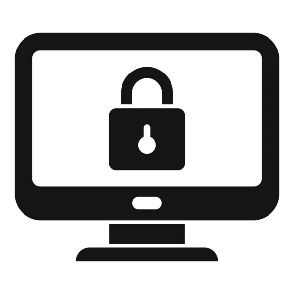 Monitor Icono Seguro Vector Simple Privacidad Datos Política Segura — Vector de stock