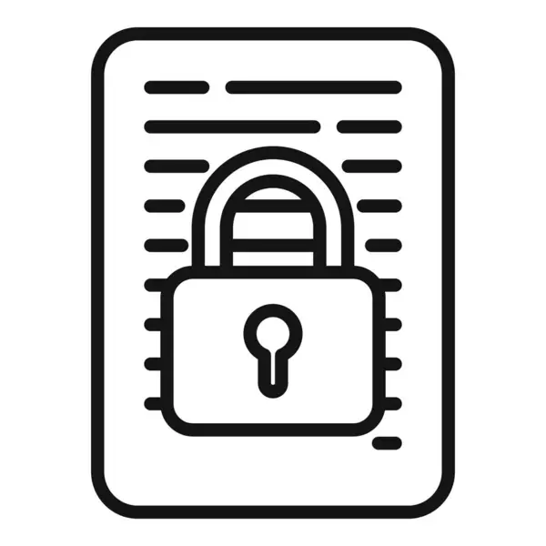 Document Icône Confidentialité Contour Vecteur Protection Des Données Coffre Personnel — Image vectorielle