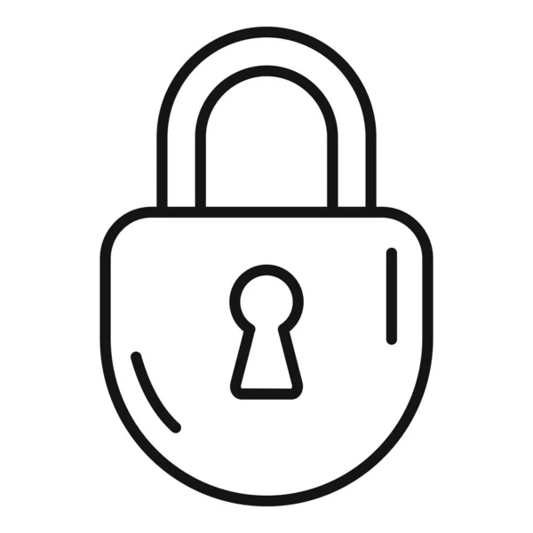 プライバシーロッカーアイコンアウトラインベクトル コンピュータが守る 南京錠の警備 — ストックベクタ