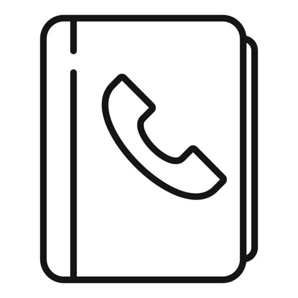 Вектор Контура Иконки Телефонной Книги Контактный Звонок Страница Клиента — стоковый вектор