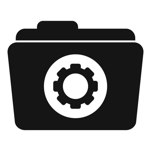 Folder Gear Icon Vector Simplu Web Pagina — Vector de stoc