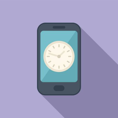 Akıllı telefon zamanlayıcı simgesi düz vektör. Saat projesi. Kontrol görevi
