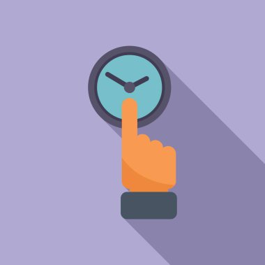 Zaman kontrol ikonu düz vektöre dokun. İşle ilgili. Zamanlayıcı saati