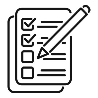 Görev simgesi özet çizgisi vektörü yaz. İş projesi. Zamanlayıcıyı izle