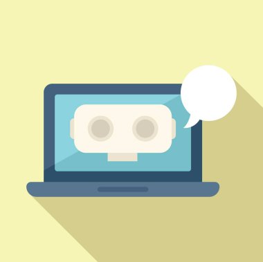 Dizüstü bilgisayar robotu düz vektörü. Ofis servisi. İş çağrısı