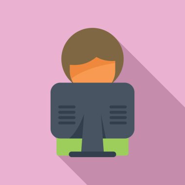 Çevrimiçi bilgisayar yardım simgesi düz vektörü. Ofis servisi. Müşteri desteği