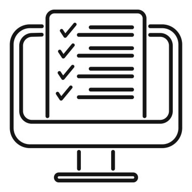 Çevrimiçi görev yardım simgesi ana hatları vektörü. Müşteri desteği. Persona Pazarlama