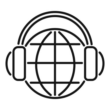 Genel yardım simgesi ana hatları vektörü. Ofis servisi. Kişisel masa.