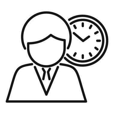 Çalışma saati ikon düz vektöre yardım eder. Ofis servisi. Müşteri kişisel