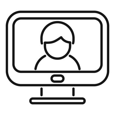 Yardımcı simge taslak vektörünü izle. Ofis servisi. Yardım desteği