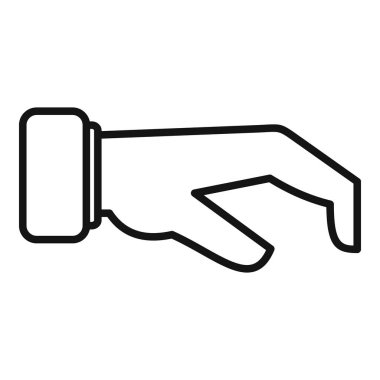 Küçük el simgesi ana hat vektörü. Parmağını tut. Nokta yumruk