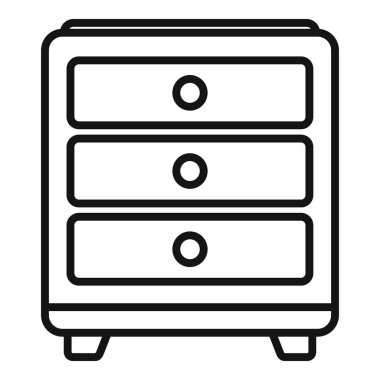 Ahşap çekmece ikonu ana hat vektörü. Oda tasarımı. Modern ev