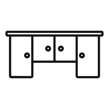 Modüler iç simge ana hatları vektörü. Oda tasarımı. Modern aşçı