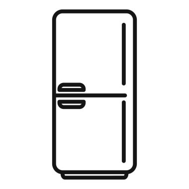 Buzdolabı simgesi dış hat vektörü. Mutfağın içi. Oda mobilyası