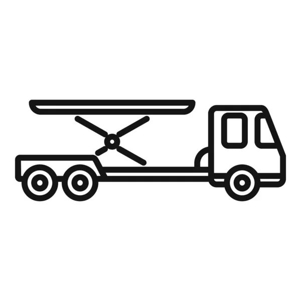 Cargo Camion Icône Contour Vecteur Soutien Aéroport Transporteur Aérien — Image vectorielle