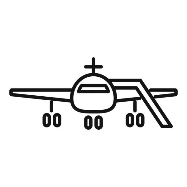 Avion Escaliers Icône Contour Vecteur Soutien Aéroport Camion Cargo — Image vectorielle