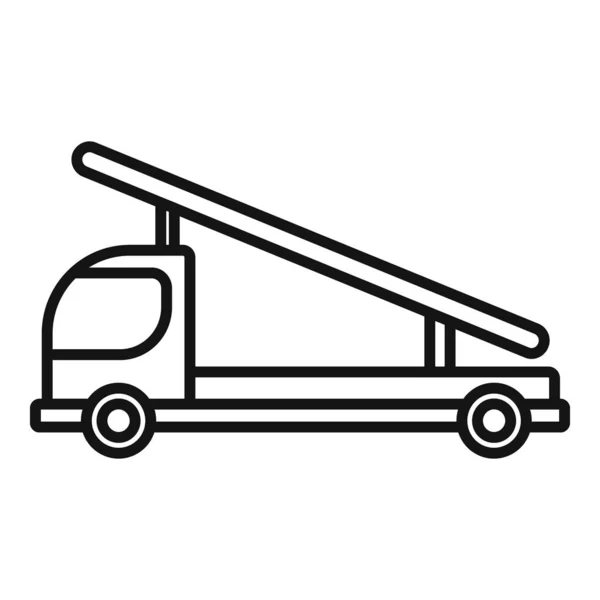 Ikona Ciężarówki Towarowej Zarys Wektor Wsparcie Naziemne Pojazd Lotniczy — Wektor stockowy