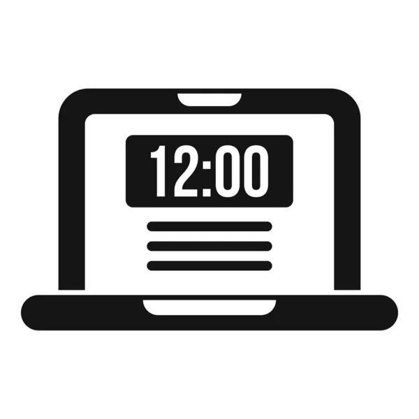 ノートパソコンのタイムアイコンシンプルなベクトル 時計プロジェクト 仕事の管理 — ストックベクタ
