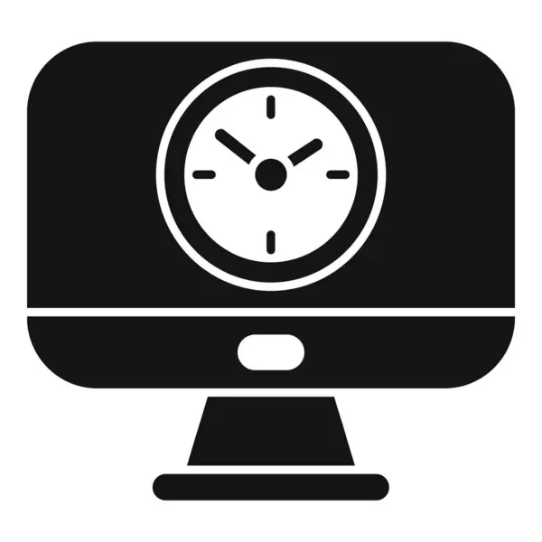 Monitor Ícone Relógio Vetor Simples Projecto Trabalho Temporizador Tarefas — Vetor de Stock