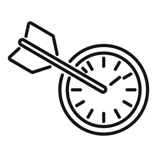 Temps Cible Icône Contour Vecteur Contrôle Travail Montre Minuterie — Image vectorielle