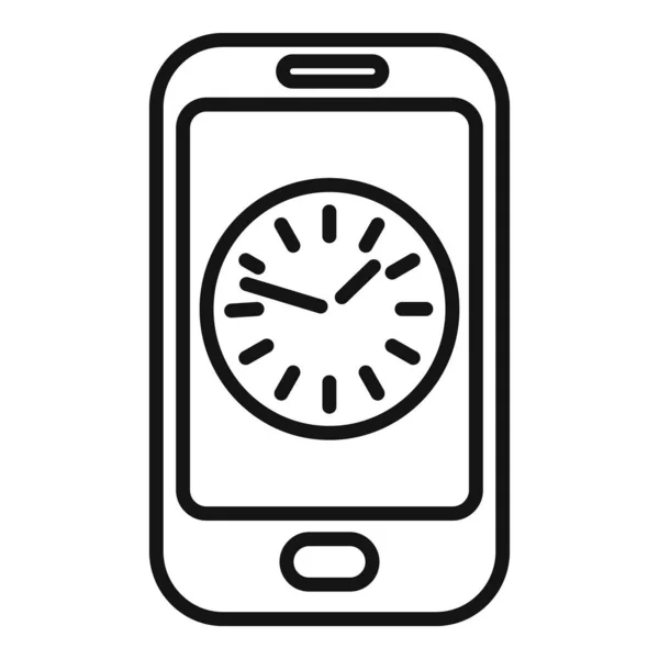 スマートフォンタイマーアイコンアウトラインベクトル 時計プロジェクト 管理作業 — ストックベクタ