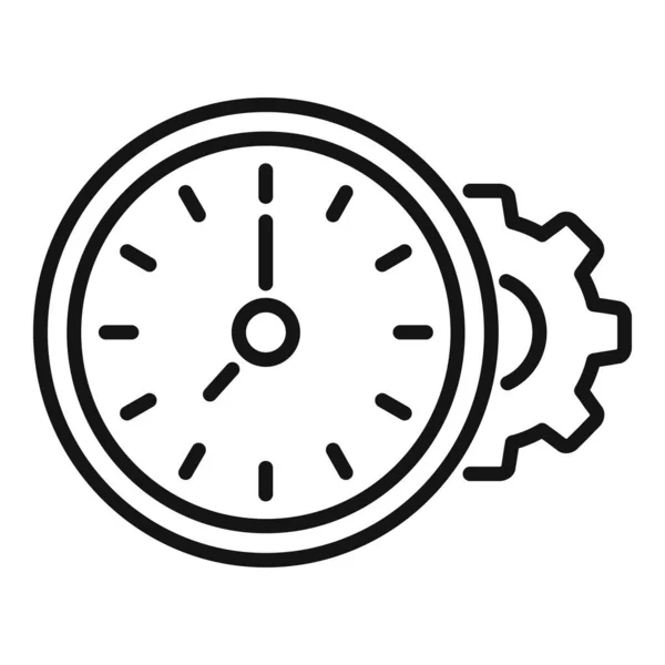时钟齿轮时间图标轮廓矢量 工作控制 计时器 — 图库矢量图片