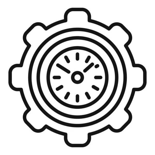 ギアタイムアイコンアウトラインベクトル 時計プロジェクト スケジュールチーム — ストックベクタ