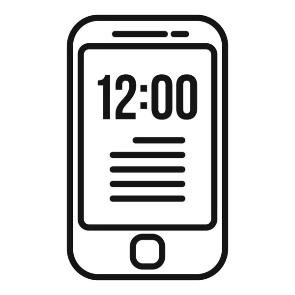 Telefon Zamanı Ikon Ana Hatları Vektörü Kontrolü Zamanlama Takımı — Stok Vektör