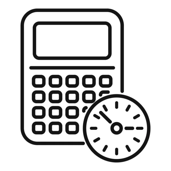Hesap Makinesi Zaman Simgesi Ana Hatları Vektörü Saat Projesi Kontrol — Stok Vektör