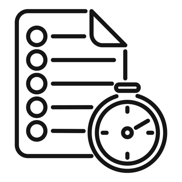 Zaman Kağıt Simgesi Ana Hatlı Vektör Kontrolü Görev Kum Saati — Stok Vektör