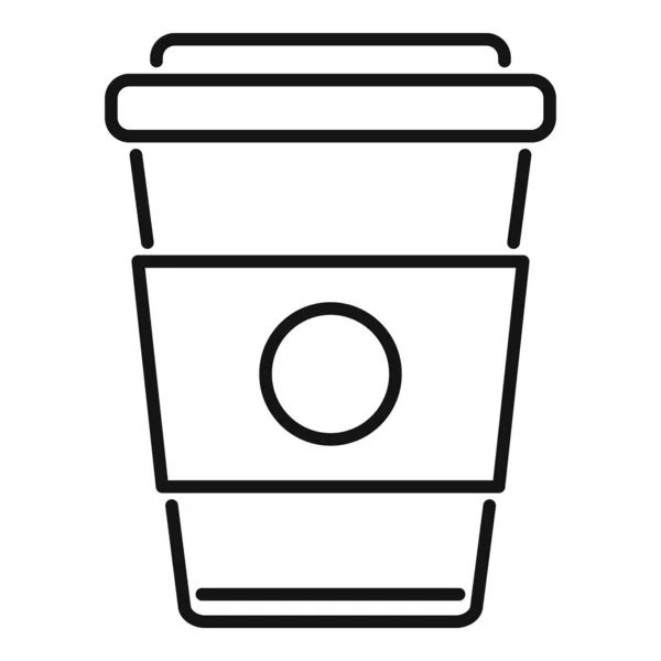 Elmenni Kávéscsésze Ikon Körvonal Vektor Irodai Szolgálat Online Munka — Stock Vector
