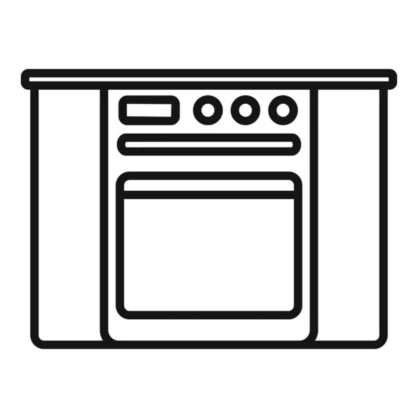 Kitchen Stove Icon Outline Vector Interior Design Modern Cook — Stock Vector