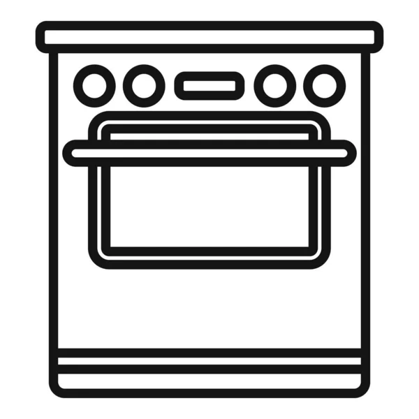Вектор Контура Иконки Печи Кухонный Интерьер Современный Повар — стоковый вектор