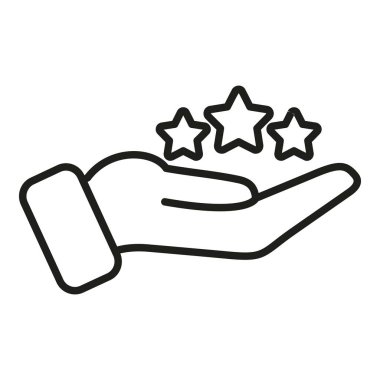 Bakım simgesi ana hatları vektörü. Yıldız geri bildirimi. İyi müşteri