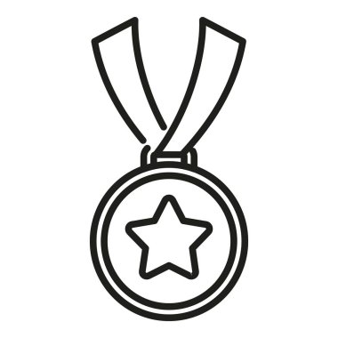 Altın madalya ikonu ana hat vektörü. Müşteri hizmetleri. Müşteri oranı