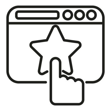 Web sitesi oran simgesi ana hatları vektörü. Yıldız değerlendirmesi. Kullanıcı kalitesi