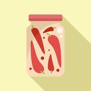 İkon düz vektörü kavanozlayabilir. Yemek turşusu. Konserve ürün