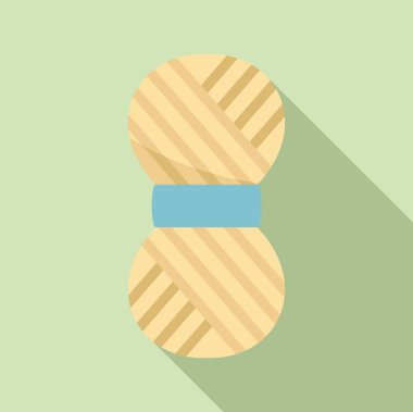 Kış tekstil ikonu düz vektör. Yün örgü. Sıcak iplik