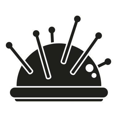 İğne yastık simgesi basit vektör. Yün örgü. Atkı ipliği