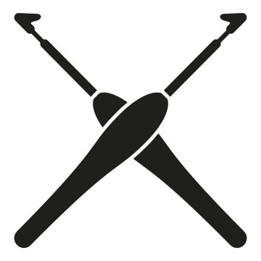 Çapraz örgü kanca simgesi basit vektör. Yün atkı. İplik topu