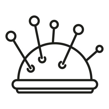 İğne yastık ikonu ana hatları vektörü. Yün örgü. Atkı ipliği