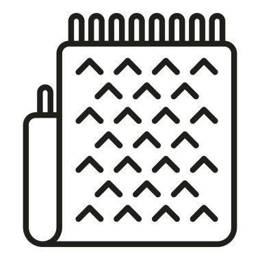 Örgü eşarp simgesi ana hatları vektörü. Yün örgü. Şapka sıcak.