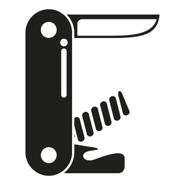 Çok araçlı simge basit bir vektördür. Ordu cebinde. Kamp malzemeleri.