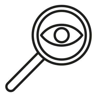 Büyüteç simgesi ana hat vektörü. Göz testi. Optik klinik