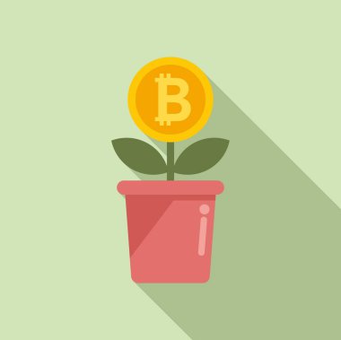 Kripto saksı ikonu düz vektör. Bitcoin parası. Dijital finans